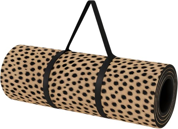 Cheetah Print Yoga Mat for Women – Cute Animal Pattern, Non-Slip Microsuede - Rubber - Fashion Yoga, Pilates, Stretching - Meditation Mat